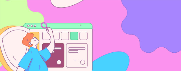 Business network security character flat vector concept operation hand drawn illustration
