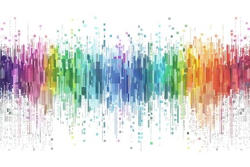 Digital pixel art in rainbow colors, isolated on a white backdrop in a modern style. Generative Ai