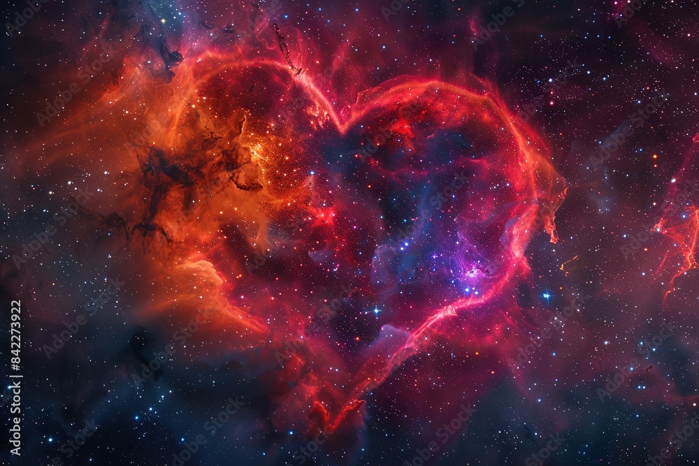 Wall mural heart nebula in space against a colorful backdrop. generative ai