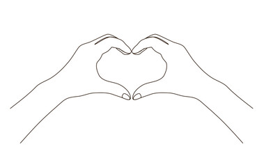 Line art of heart shaped hands love support togeher gesture family sign valentine