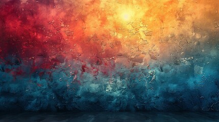 Eclectic Retro Blend: Grainy Teal-Orange-Red-Blue Texture