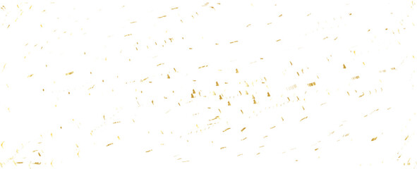 Falling shiny gold confetti. Glitter confetti frame on long background. Anniversary celebration banner. Realistic falling tinsel. Birthday party backdrop. Vector illustration