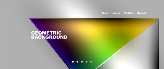 Fototapeta premium Metal triangles with colorful bright triangles. Geometric modern minimalist design template
