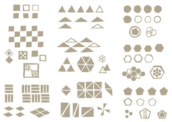 ラフな手描き風の和柄が作成できるスタンプセット1_基本図形