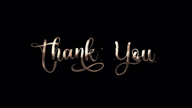 Thank you text Animation in golden color with particles effect on the black screen alpha channel.
Suitable for Celebrations, Wishes, Events, Messages, holidays and festivals.