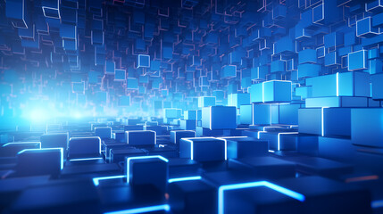 Obraz premium Blue glowing cube