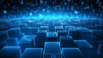 Obraz premium Blue glowing cube