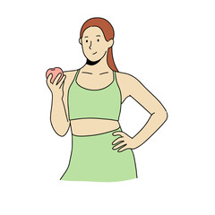 Diet woman holding an apple