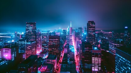Obraz premium Vaporwave Future Neon Cyberpunk City (Generative AI)