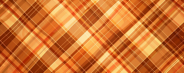 Seamless plaid check pattern geometric background in warm orange and brown tones
