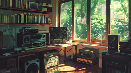 Lo-Fi music picture The background that goes well with the lo-fi music genre  Generative AI 