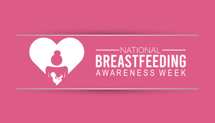 National Breastfeeding Week is observed every year on August.banner design template Vector illustration background design.