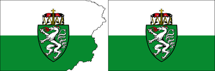 Styria flags vector. Standard flag and with torn edges