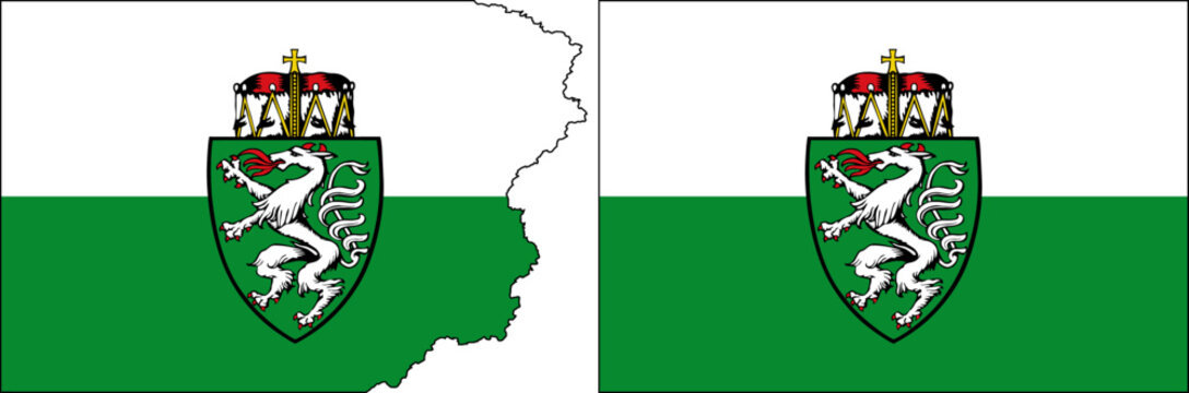 Styria flags vector. Standard flag and with torn edges