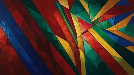 Fototapeta premium Abstract Geometric Art with Vibrant Colors and Dynamic Patterns, Made By AI