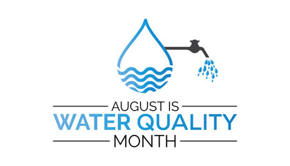 Water Quality Month is observed every year on August.banner design template Vector illustration background design.