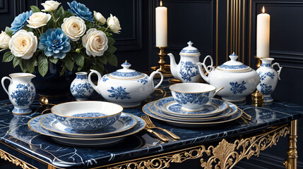 Fototapeta premium tea set in the restaurant