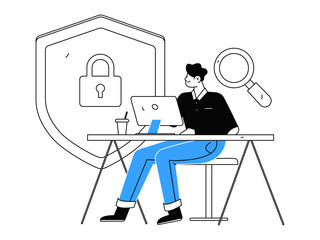 Business network security character flat vector concept operation hand drawn illustration
