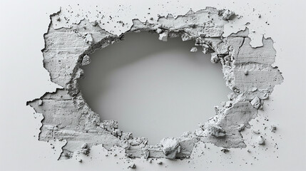 Hole breaking through white wall,