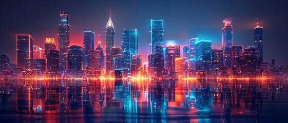 Fototapeta premium Smart city technologies, interconnected urban environment with IoT devices