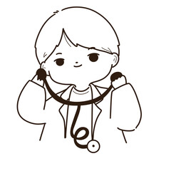 This kind doctor is waiting to examine you.