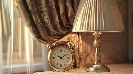 3d visualization of a clock and a lamp.