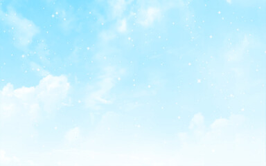 Summer Blue Sky and white cloud white background. Beautiful clear cloudy in sunlight calm season. Vector illustration.