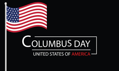 Happy Columbus Day Commemorate with a USA Flag Text Design