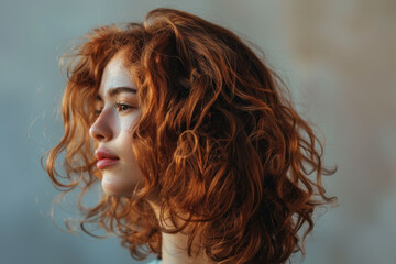 Fototapeta premium A woman with red hair and a red nose