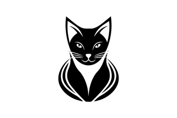 a minimalist cat logo vector art illustration with a cat icon logo