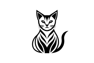 a minimalist cat logo vector art illustration with a cat icon logo