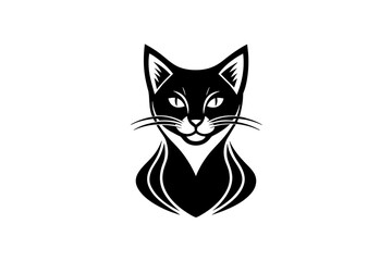 a minimalist cat logo vector art illustration with a cat icon logo