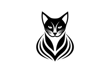 a minimalist cat logo vector art illustration with a cat icon logo