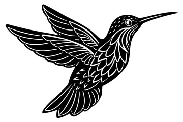 Hand drawn hummingbird vector silhouette illustration