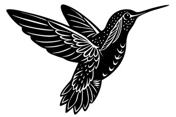 Hand drawn hummingbird vector silhouette illustration