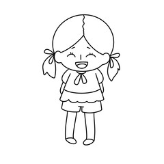 A girl is smiling and wearing a white shirt and shorts