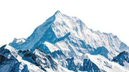 Snow covered mountains isolated on transparent background