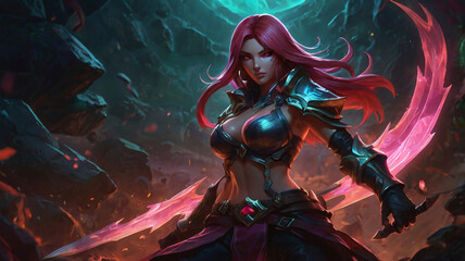 Artistic rendition of the Katana-wielding warrior generative AI Katarina