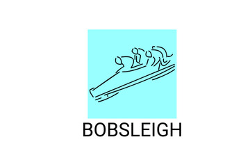 Obraz premium Bobsleigh sport vector line icon. sportman with sleigh, equipment sign. sport pictogram illustration