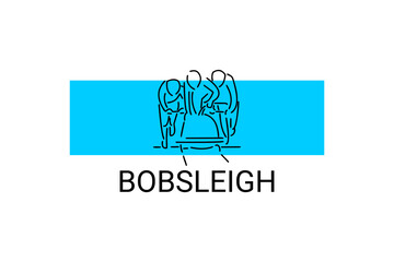 Bobsleigh sport vector line icon. sportman with sleigh, equipment sign. sport pictogram illustration