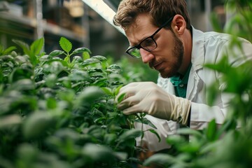 scientist working in chemical medicine biotechnology or medical ecology lab technology