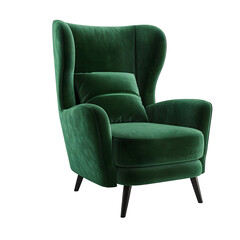 Comfortable armchair on transparent background, Interior element,Classic armchair isolated,Stylish comfortable armchair isolated on transparent background.A velvet armchair, Ai generated