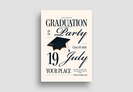 White Clean Modern Graduation Party Invitation Layout