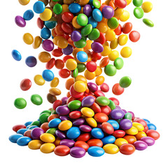 Obraz premium colorful rainbow candy falling isolated transparent background