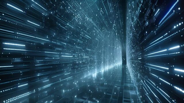 A digital rainstorm of numbers and statistics representing the vast amount of data generated by the worlds internet users.