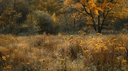 Fototapeta premium Autumn View of Goldenrods