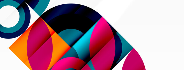 Obraz premium Circles and petals. Geometric beautiful abstract minimal template for Wallpaper, Banner, Background, Card, Book Illustration, landing page