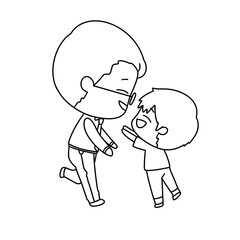 A man and a boy are hugging each other