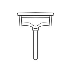 A white object with a black handle and a black stem