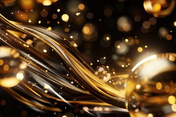 Obraz premium Gold and Black Abstract Background with Shiny Lights